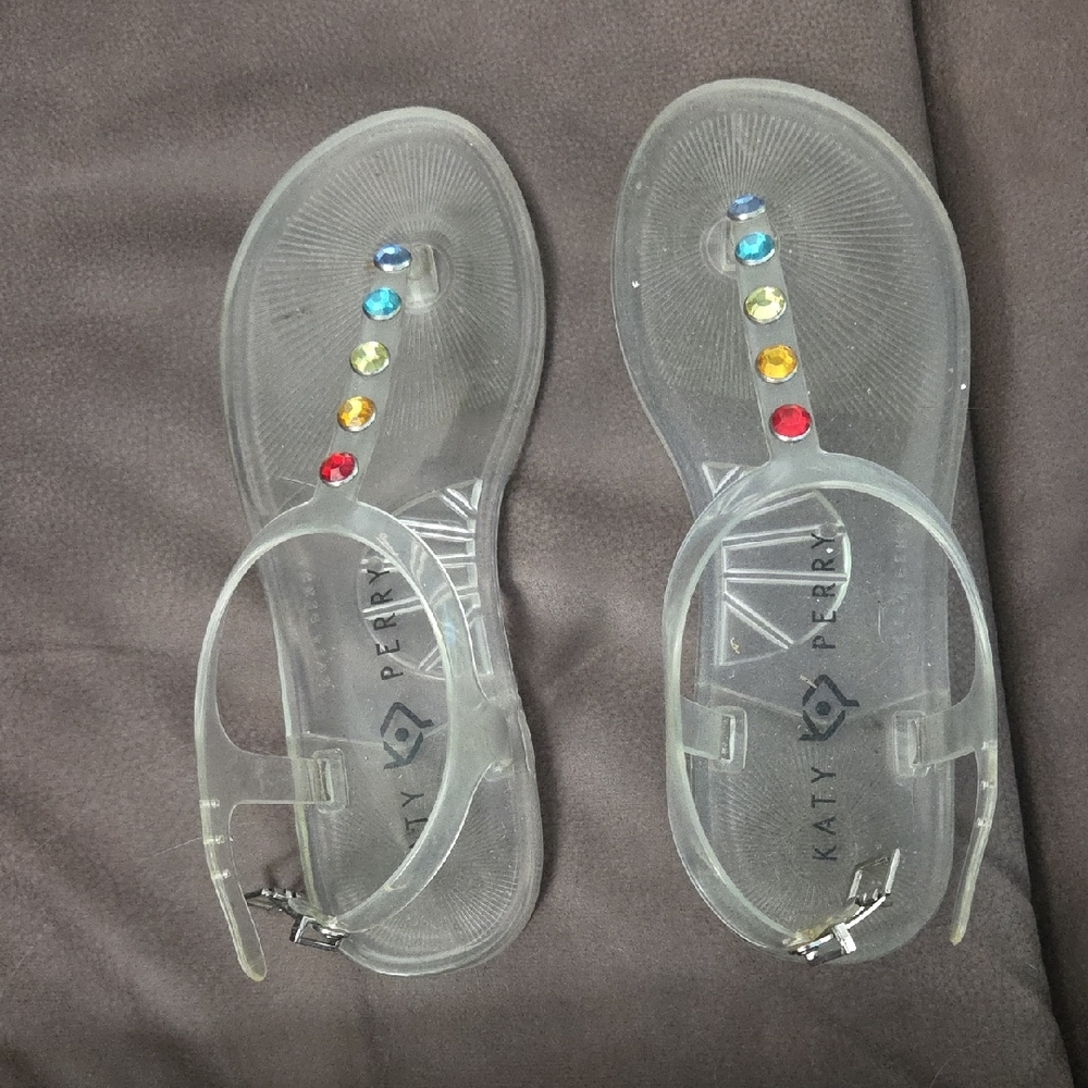 Katy Perry Collections Clear Jelly Sandals with Rainbow Gems